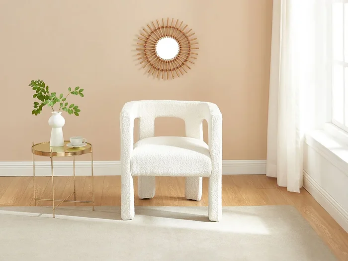 Silla con brazos de tela rizada y metal – Blanco – SOFANA de Pascal MORABITO