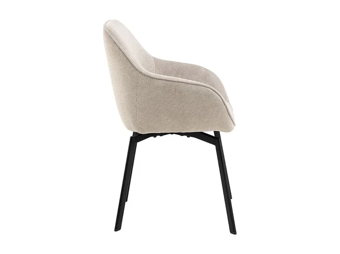 Silla de comedor Clara con reposabrazos tela beige.