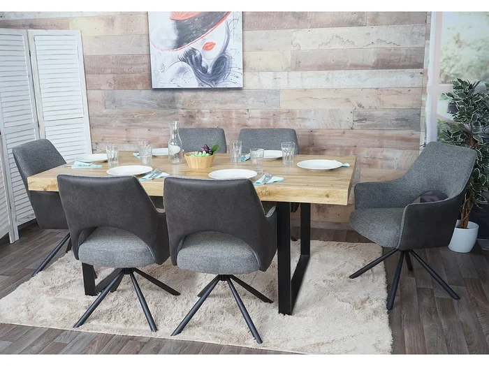 Silla de comedor MCW-K30 (juego de 6), gris-gris oscuro