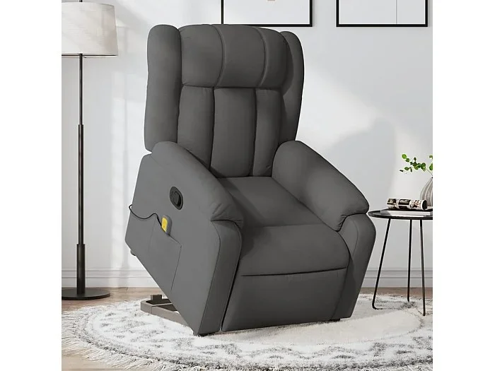 Silla de masaje reclinable de pie de tela gris oscuro