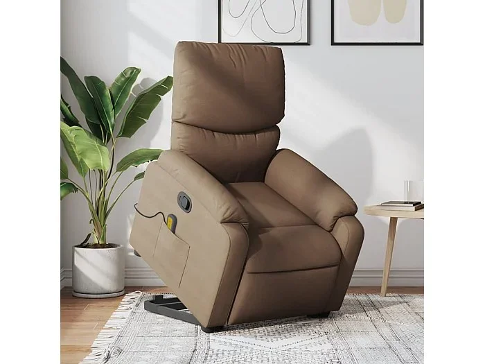 Silla de masaje reclinable de pie de tela marrón
