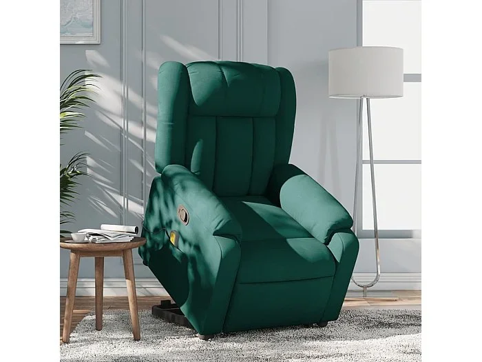Silla de masaje reclinable de pie de tela verde oscura YOE86080