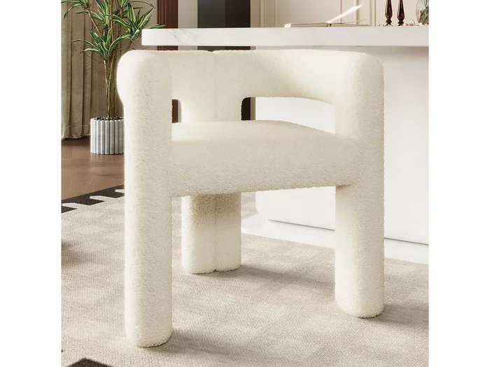 Silla ergonómica con tejido premium Teddy, diseño único, color blanco (62,5×32,5×71 cm)