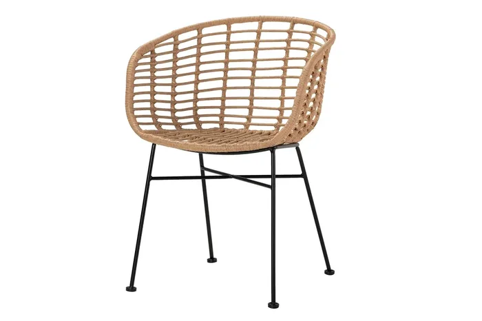 SILLA RATAN SINTETICO NATURAL NEGRO 58x56x77 CM