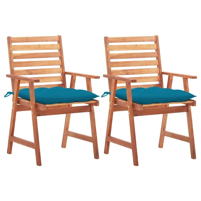 Sillas comedor de jardin 2 unidades madera maciza acacia y cojines