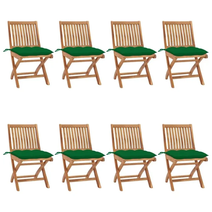Sillas de jardin plegables 8 unidades madera maciza teca con cojines