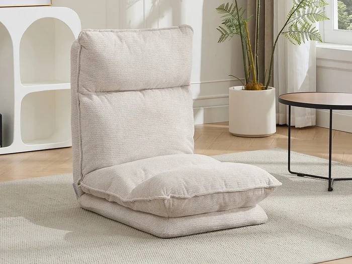 Sillón cama ajustable de tela jaspeado beige MURTERA