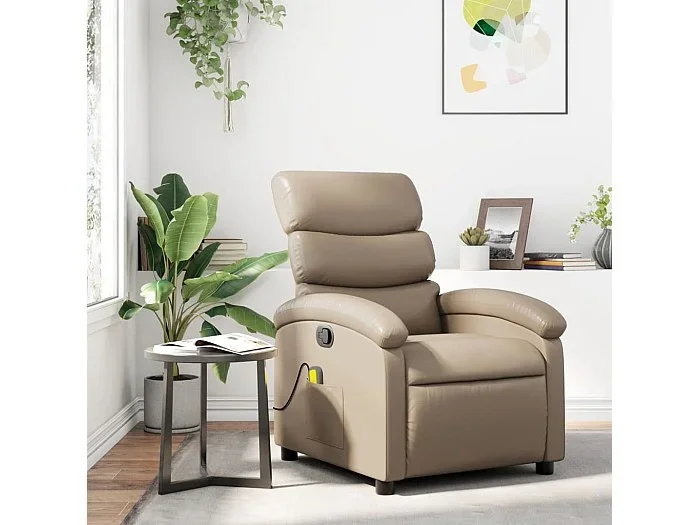 Sillón de masaje reclinable cuero sintético color capuchino