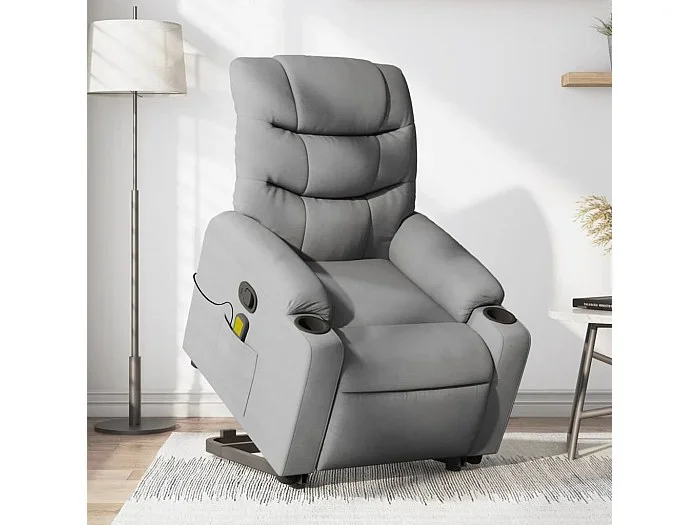 Sillón de masaje reclinable de pie de tela gris claro YOE13537