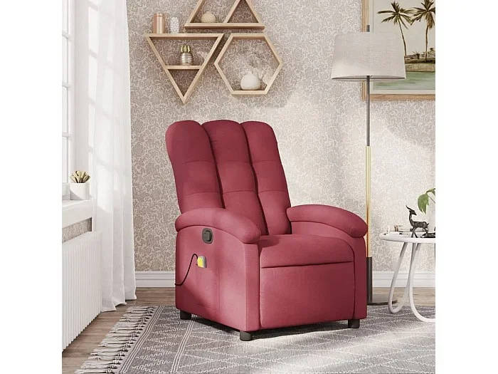 Sillón de masaje reclinable de tela color vino tinto YOE28844