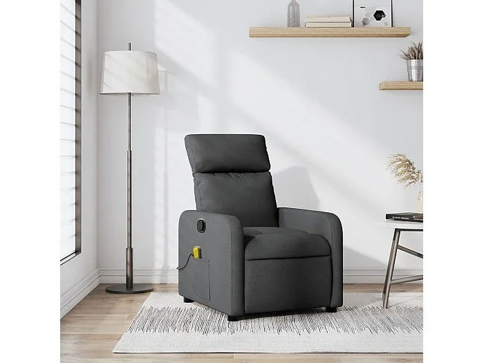Sillón de masaje reclinable de tela gris oscuro