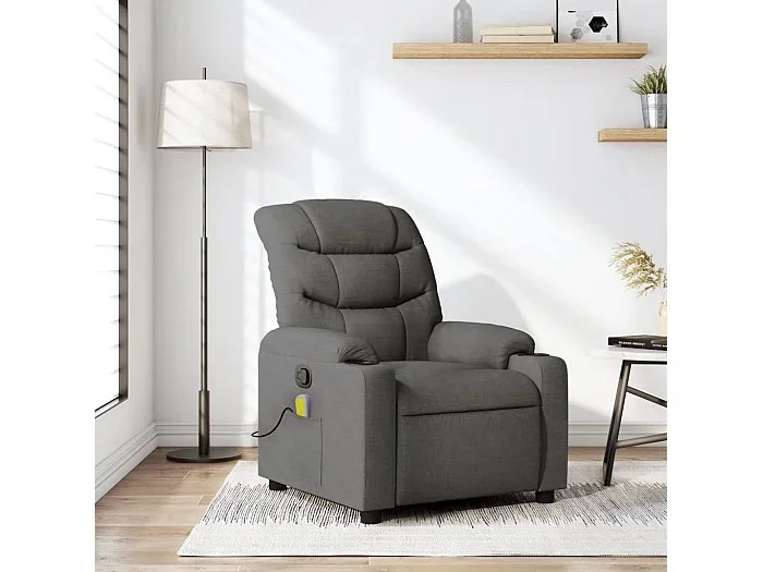 Sillón de masaje reclinable de tela gris oscuro