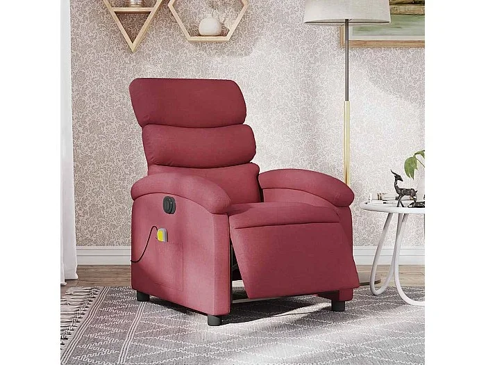 Sillón de masaje reclinable eléctrico tela rojo tinto