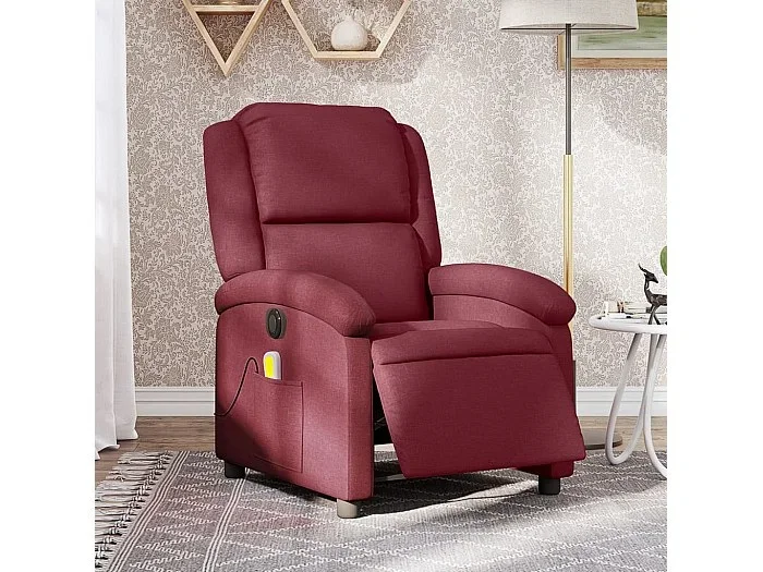 Sillón de masaje reclinable eléctrico tela rojo tinto YOE27711
