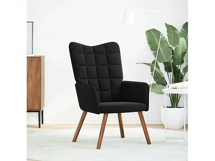 Sillón de relax Silla de relax de terciopelo negro SHL4602