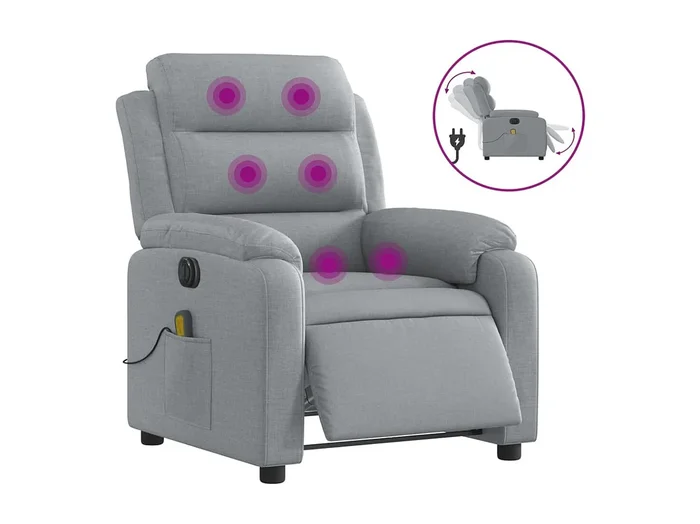 Sillón de relax Sillón reclinable de masaje eléctrico tela gris claro SHL7216