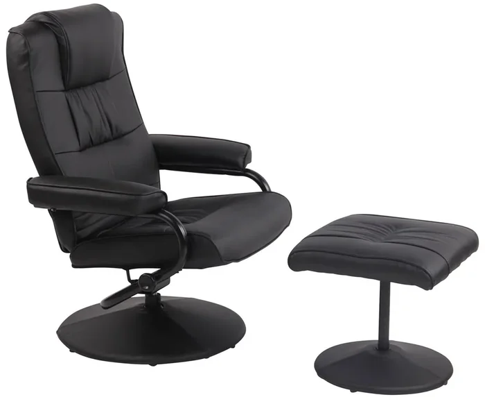 Sillón De Salón Ennis Con Otomana Simil cuero Negro 72X77X92 cm