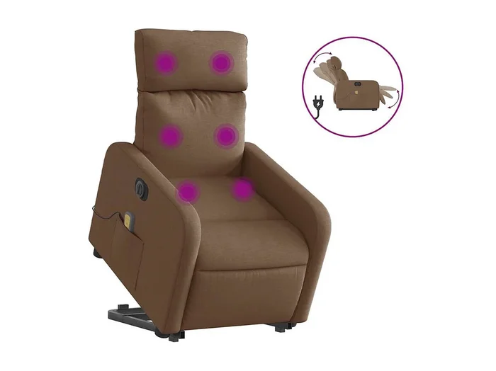 Sillón de salón Silla Sillón de masaje eléctrico reclinable elevable tela marrón SHL7849