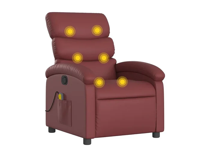 Sillón de salón Silla Sillón de masaje reclinable cuero sintético rojo tinto SHL6107
