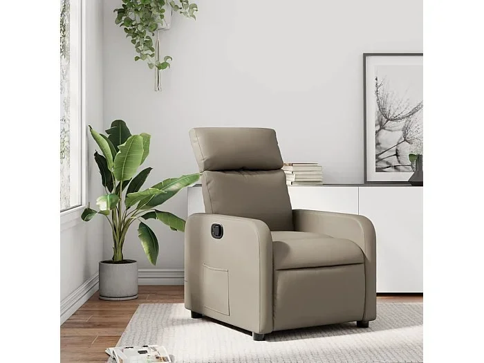 Sillón reclinable de cuero sintético color capuchino YOE86564
