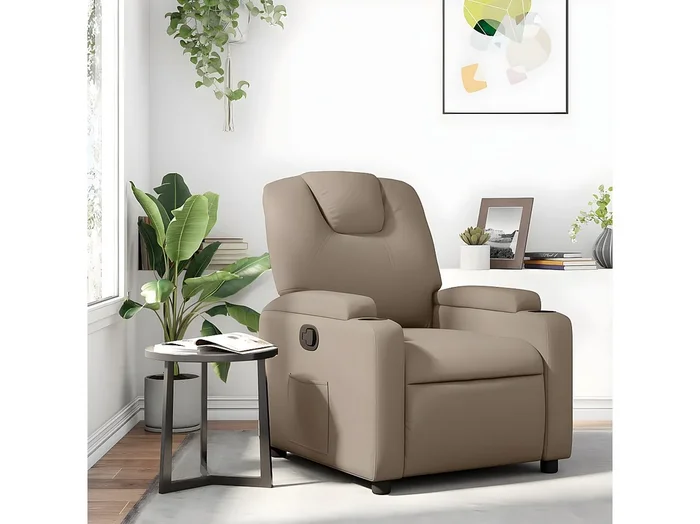Sillón reclinable de piel sintética Cappuccino