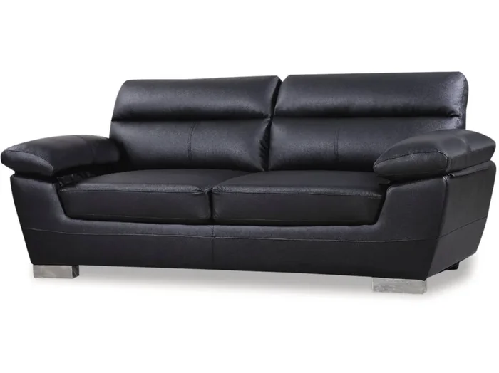Sofá cuero reconstituido / PVC Dallas – 3 plazas – Negro