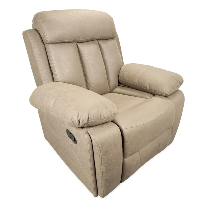 Sofá de 1 Plaza con Función Relax, modelo Dublin con Reclinación Manual de Respaldo y Resposapiés, Beige