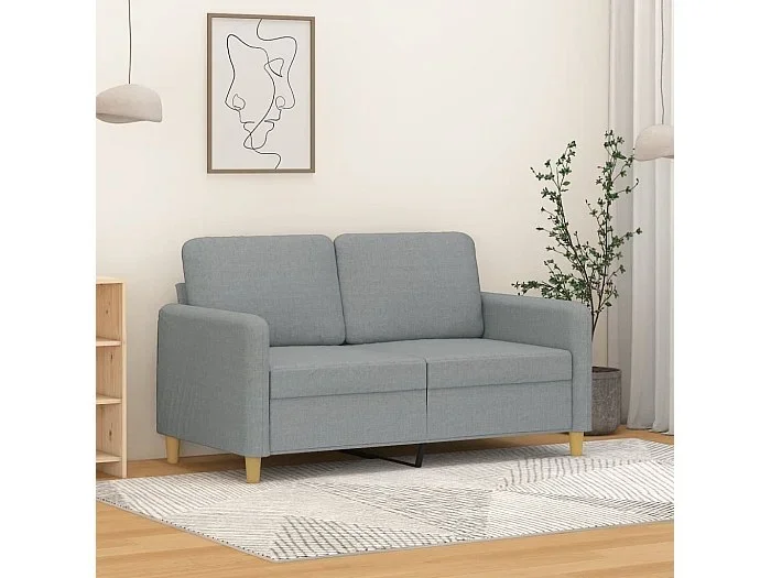 Sofá de 2 plazas de tela gris claro 120 cm