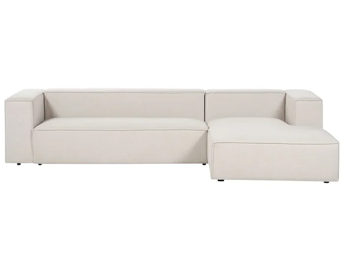 Sofá esquinero VERNON Tela Beige claro 3 plazas Izquierda