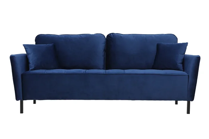 Sofá moderno en terciopelo azul 3 plazas BEKA