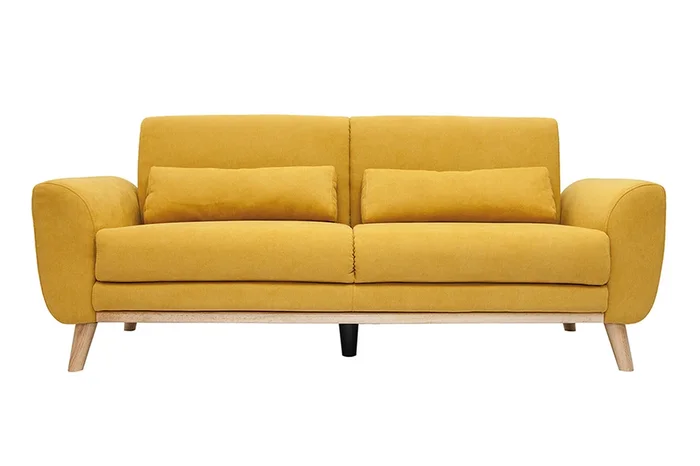 Sofá nórdico 3 plazas terciopelo amarillo mostaza EKTOR