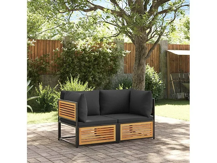 Sofás de jardín 2 pzas con cojines madera maciza acacia ES231901