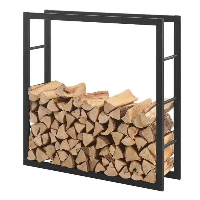 Soporte para leña Kasan Acero 100 x 100 x 25 cm Negro [en.casa]