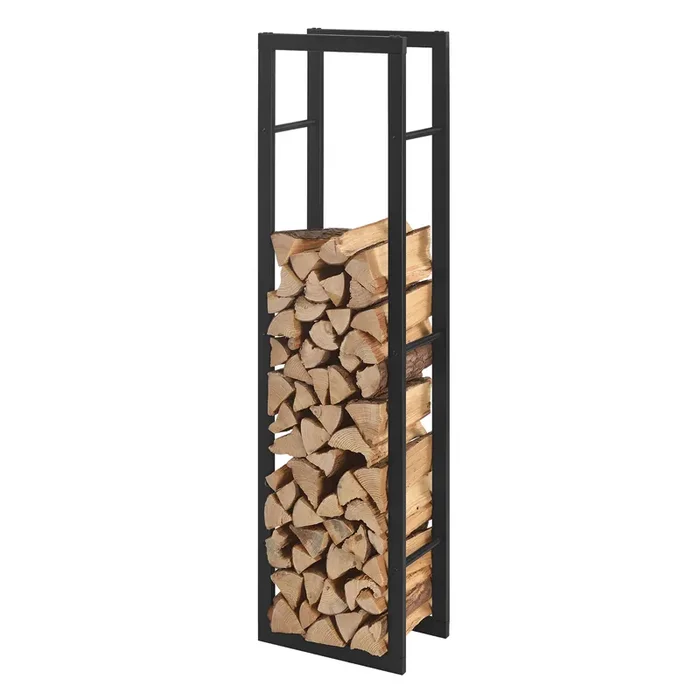 Soporte para leña Kasan Acero 40 x 150 x 25 cm Negro [en.casa]