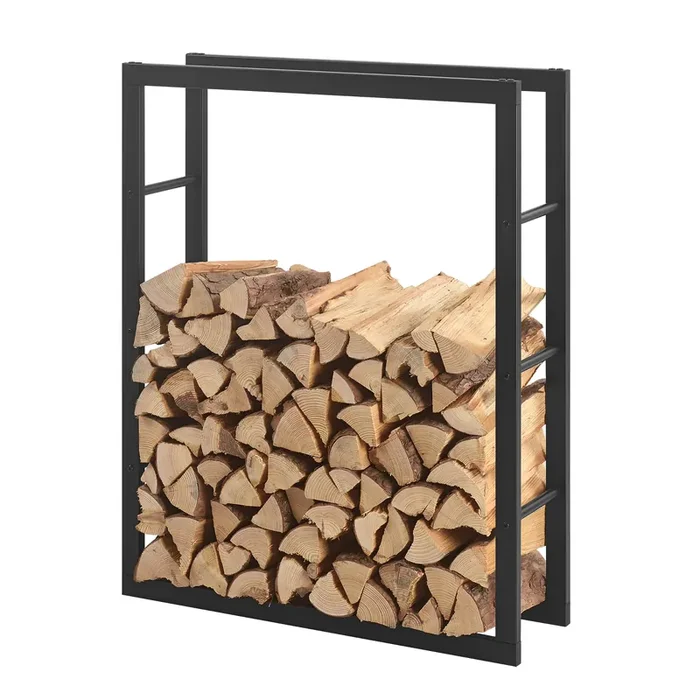 Soporte para leña Täby acero 80 x 25 x 100 cm negro [en.casa]