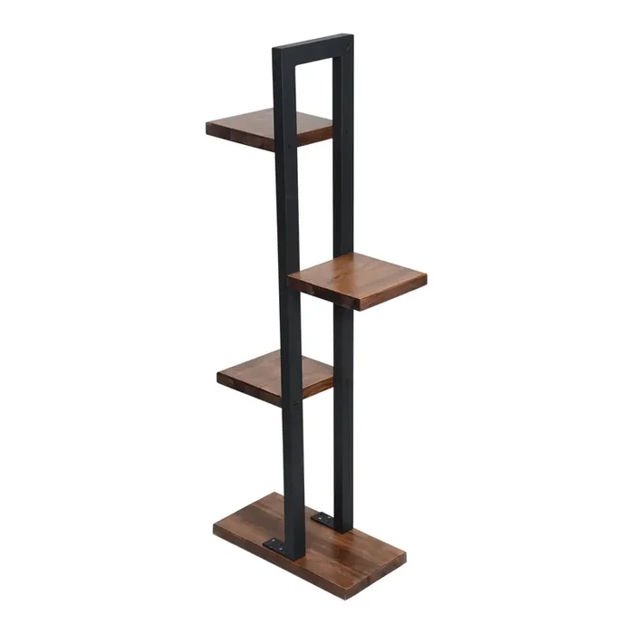 Soporte para plantas Lemvig 3 niveles metal/pino 121 x 44 x 22 cm pino teñido / negro [en.casa]