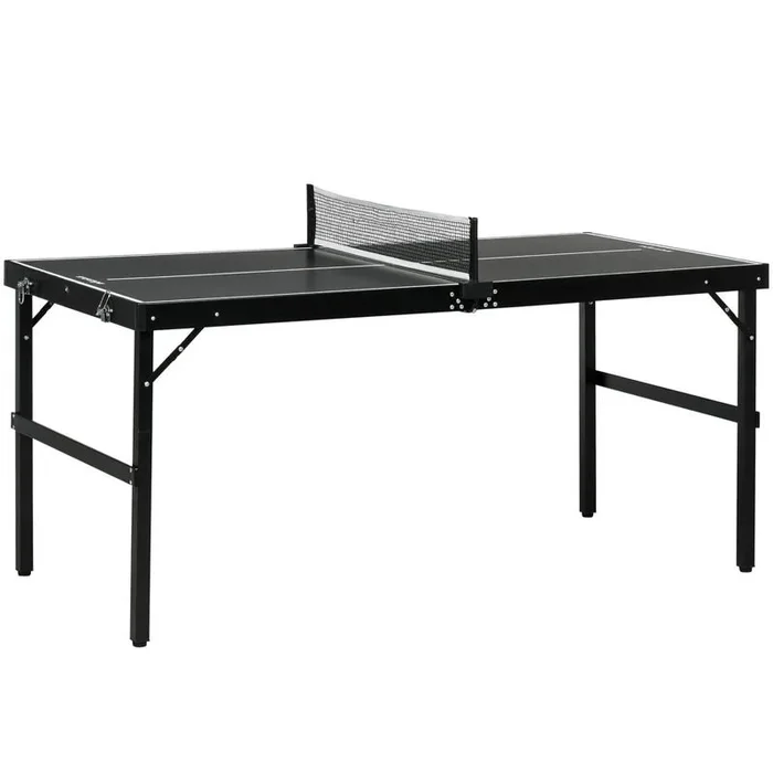 SPORTNOW Mesa de Ping Pong Plegable con Marco de Aluminio Mesa de Tenis Portátil con Red para Uso en Interiores y Exteriores 152x76x72 cm Negro