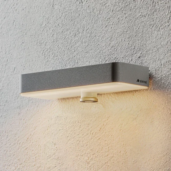 STEINEL Aplique de pared LED XSolar SOL-O S, plata, sensor