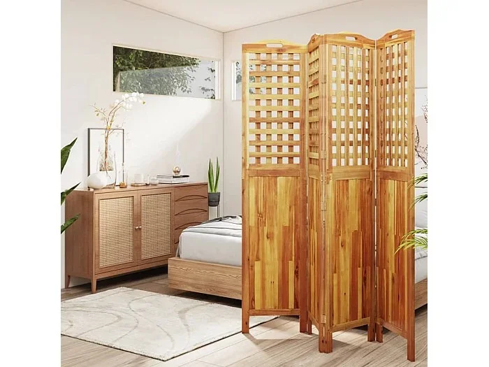 Tabique divisorio de 4 paneles 162x2x180 cm Madera de acacia