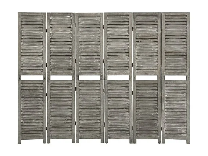 Tabique divisorio de 6 paneles Gris 214×166 cm Madera maciza