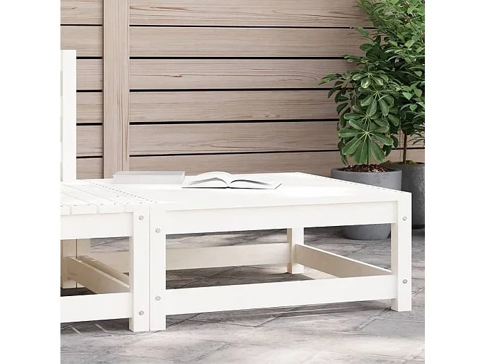Taburete de jardín madera maciza de pino blanco 70x70x30 cm