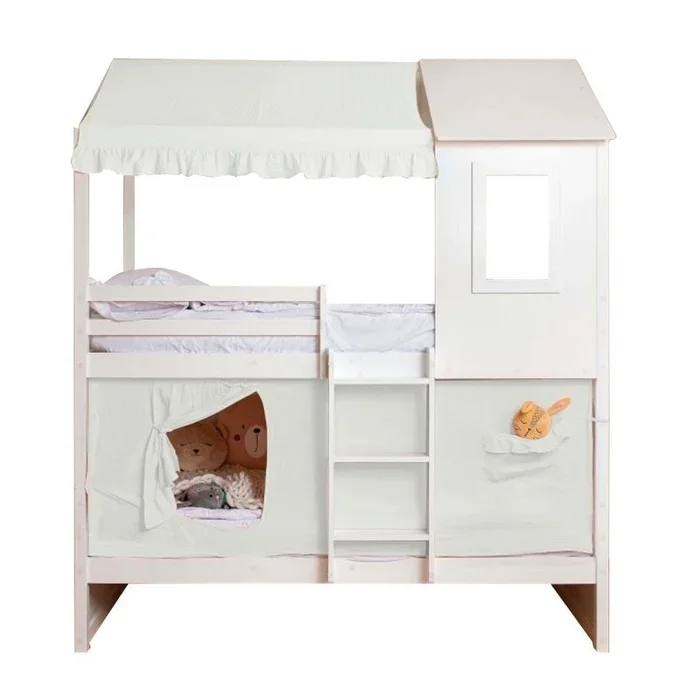 Techo para litera Casita algodón blanco 70×198/154x133cm