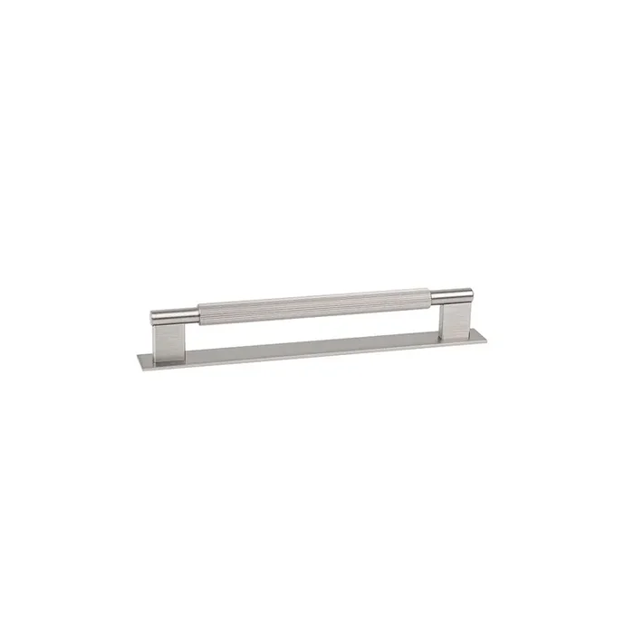TIRADOR ALUMINIO MODELO ARPA PLATE CON PLACA ACABADOS DISPONIBLES EFECTO INOX, NEGRO CEPILLADO Y LATON CEPILLADO