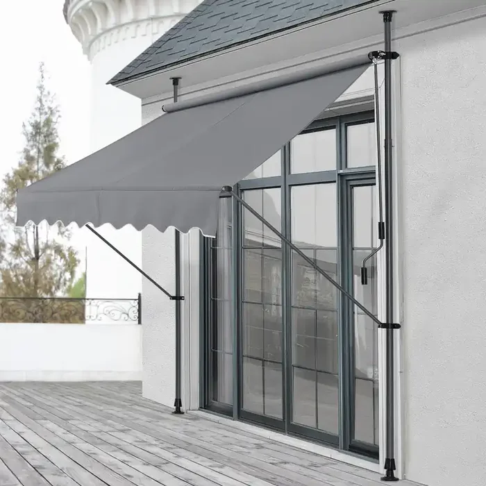 Toldo articulado barras telescópicas 250 x 120 x 220-309 cm Gris medio [pro.tec]