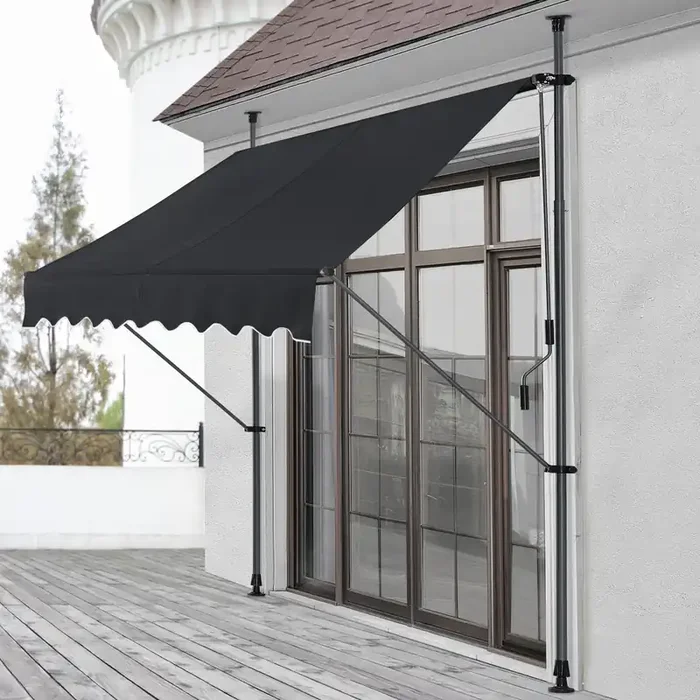 Toldo articulado barras telescópicas 350 x 120 x 220-309 cm Negro [pro.tec]