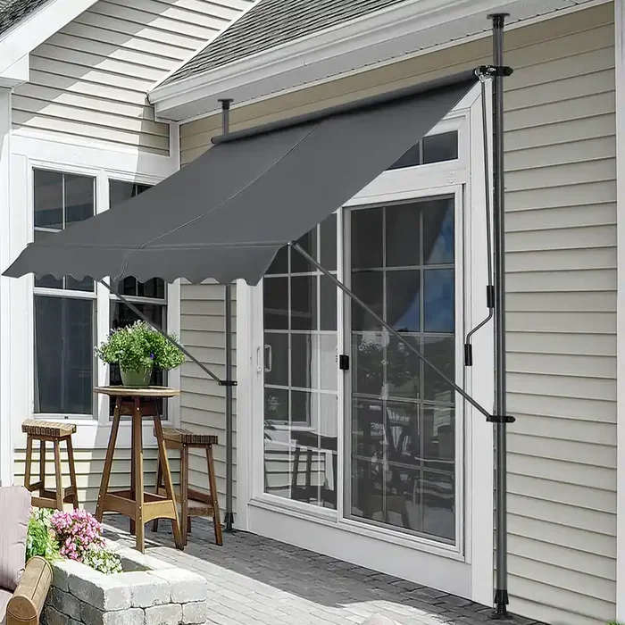 Toldo articulado con armazón Stem enrollable – acero /poliéster 350 x 120 x 220-309 cm gris [pro.tec]