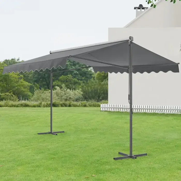 Toldo de pie Selenizza impermeable manivela manual 500 x 300 x 260 cm gris oscuro [pro.tec]