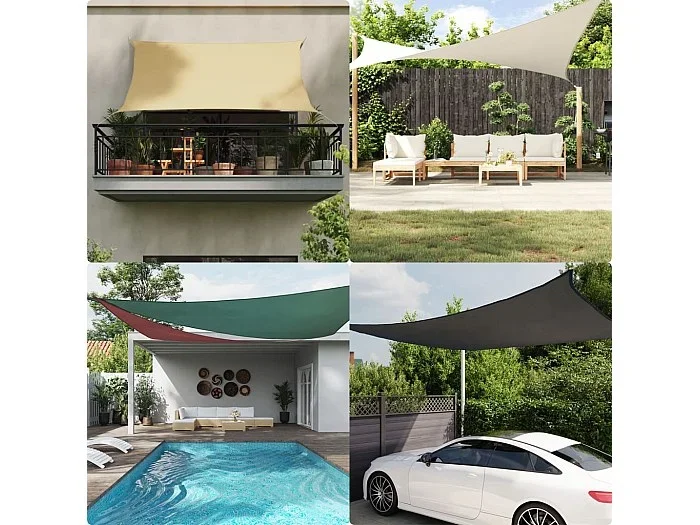 Toldo de vela rectangular tela Oxford marrón 2,5×4,5 m ES657993