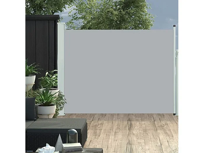 Toldo lateral retráctil de jardín gris 140×500 cm ES915040