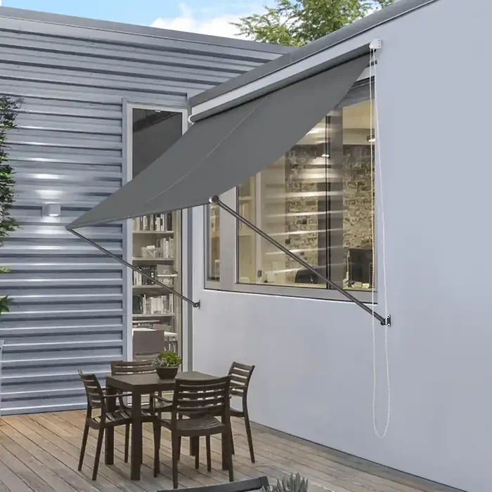 Toldo Malaga exterior terraza extensible acero 400 x 120 cm – Gris [pro.tec]